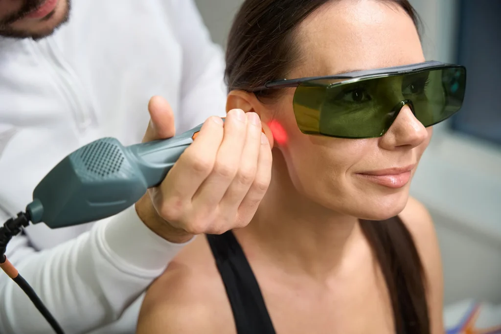 female on treatment with ultrasound machine